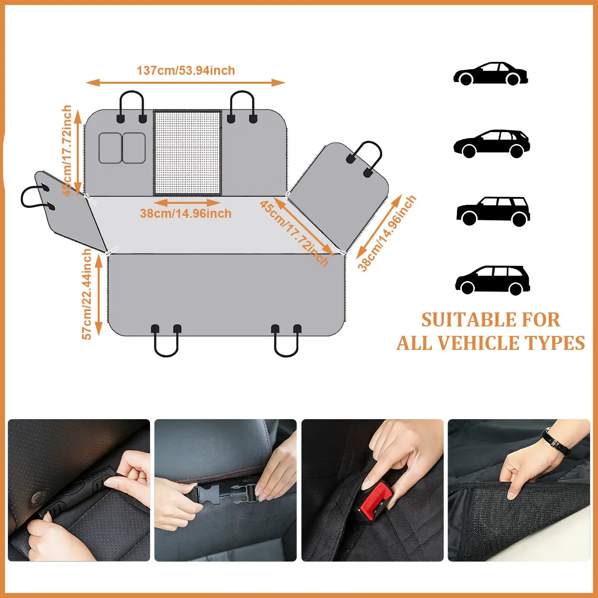 Dog Car Hammock Rear Seat Cover - Waterproof, Heavy-Duty, Scratch-Proof, Nonslip, Soft Auto & Car Interior Accessory for Trucks, Suvs | Waterproof Seat Covers, Backseat Protector, Auto Accessories