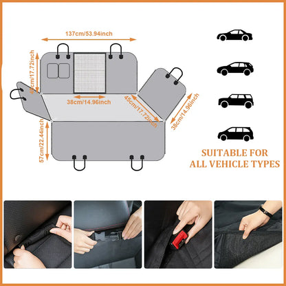 Dog Car Hammock Rear Seat Cover - Waterproof, Heavy-Duty, Scratch-Proof, Nonslip, Soft Auto & Car Interior Accessory for Trucks, Suvs | Waterproof Seat Covers, Backseat Protector, Auto Accessories