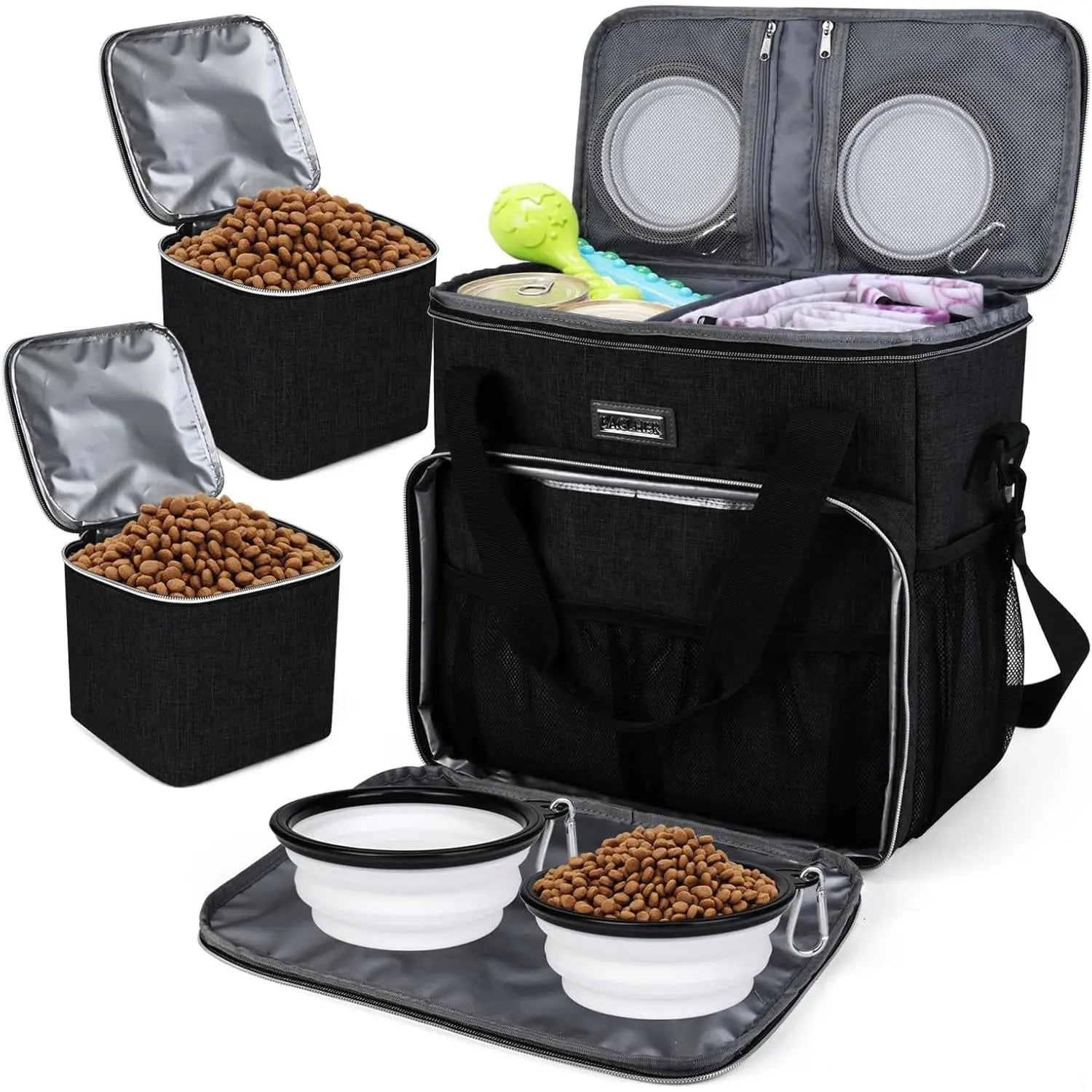 Weekend Pet Travel Handbag, Meeting Aviation Standards, Equipped with 2 Food Containers and 2 Foldable Silicone Bowls
