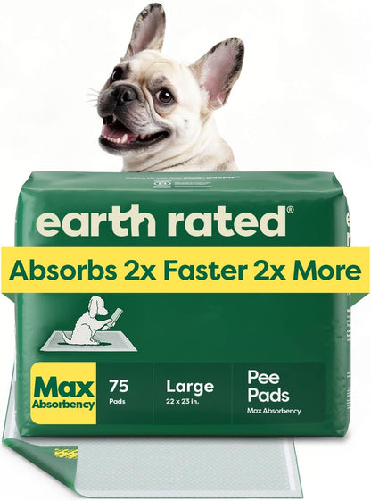 Earth Rated 40 Puppy Pads, Max Absorbency Pee Pads for Dogs, Regular (L) | Max Absorbency,Absorbs 2X Faster & 2X More, Leak Prevention, Potty Training, Fragrance-Free, Unscented
