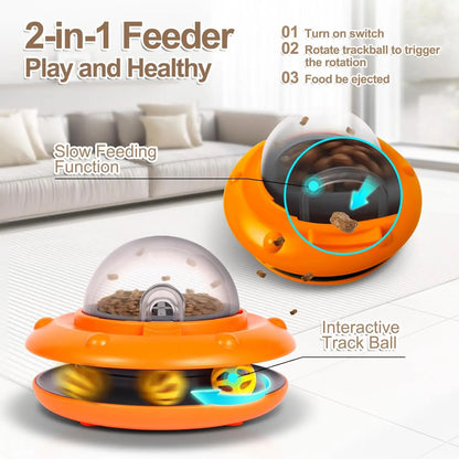 Fanosy Interactive Cat Feeder - Auto Treat Dispenser Toy with Bell Ball Track & Adjustable Portals | Slow Eating Electric Automatic Puzzle Toy for Indoor Cats | USB-C Rechargeable 1800Mah