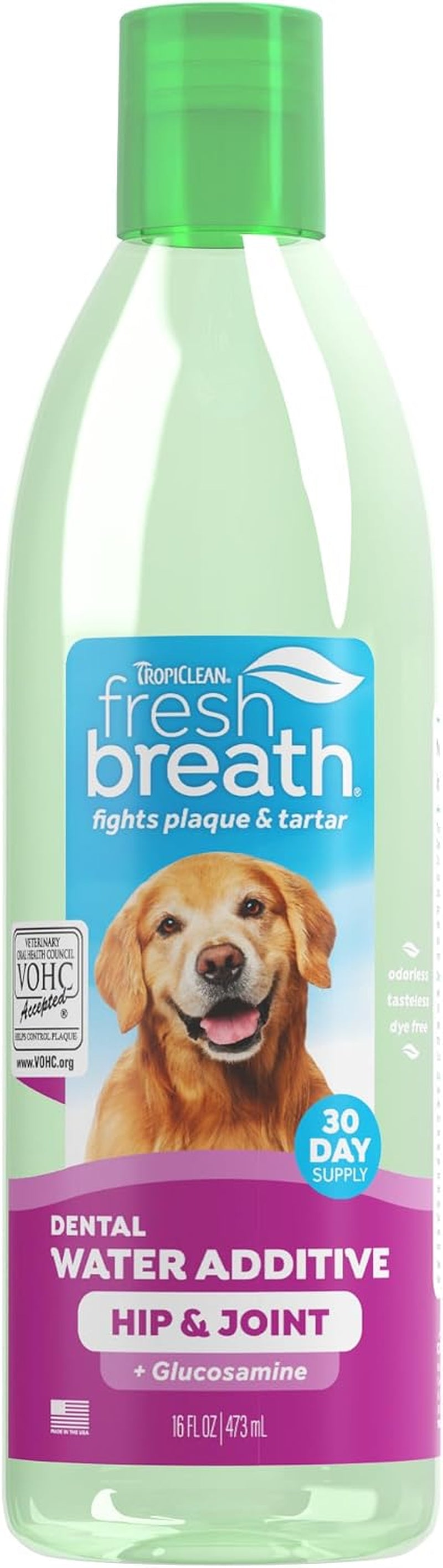 Tropiclean Fresh Breath Dental Water Additive, Dog Breath Freshener, 33.8Oz | Freshens Breath & Cleans Teeth | No Toothpaste or Toothbrush Required
