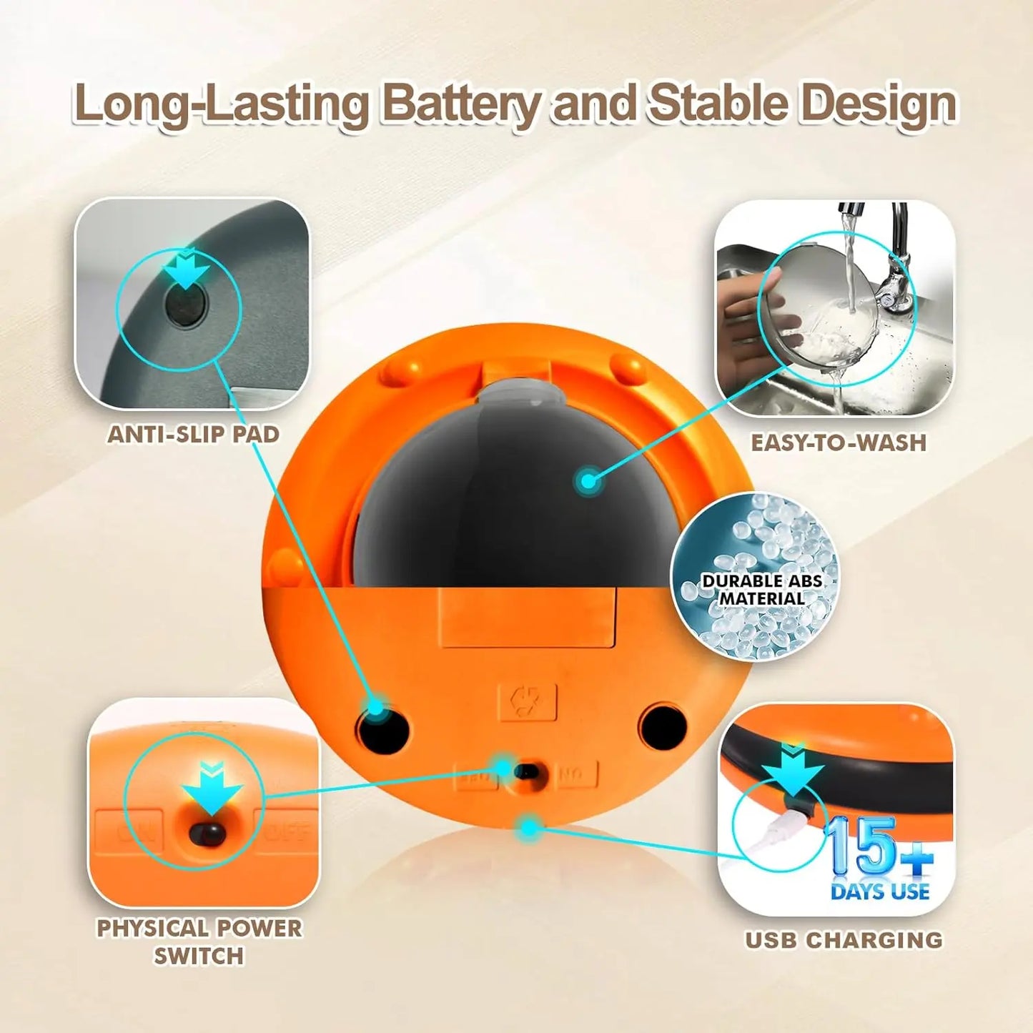 Fanosy Interactive Cat Feeder - Auto Treat Dispenser Toy with Bell Ball Track & Adjustable Portals | Slow Eating Electric Automatic Puzzle Toy for Indoor Cats | USB-C Rechargeable 1800Mah