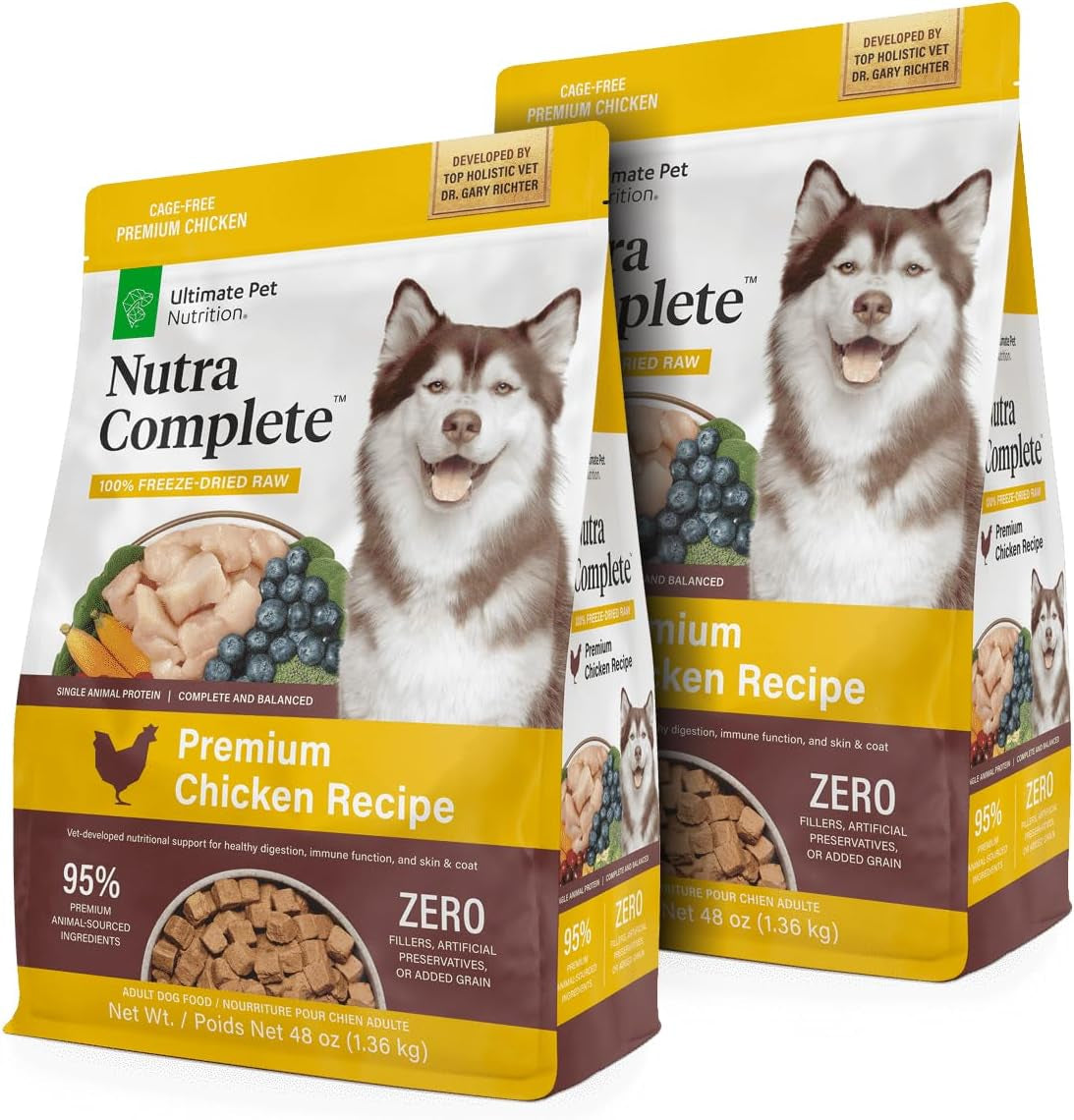 ULTIMATE PET NUTRITION Nutra Complete, 100% Freeze Dried Raw Veterinarian Formulated Dog Food with Antioxidants Prebiotics and Amino Acids (1 Pound, Beef)