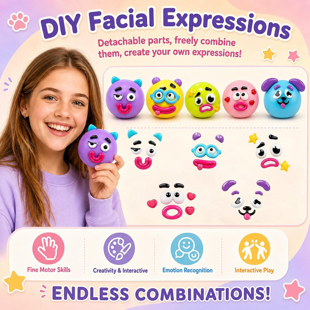 New Dog Face Swap Squishy Cute Slow Rise Relaxing Sensory Fidget Relief for Adults Anxiety Relief, Portable Desktop Decompression Stress Squeeze Ball (Yellow)