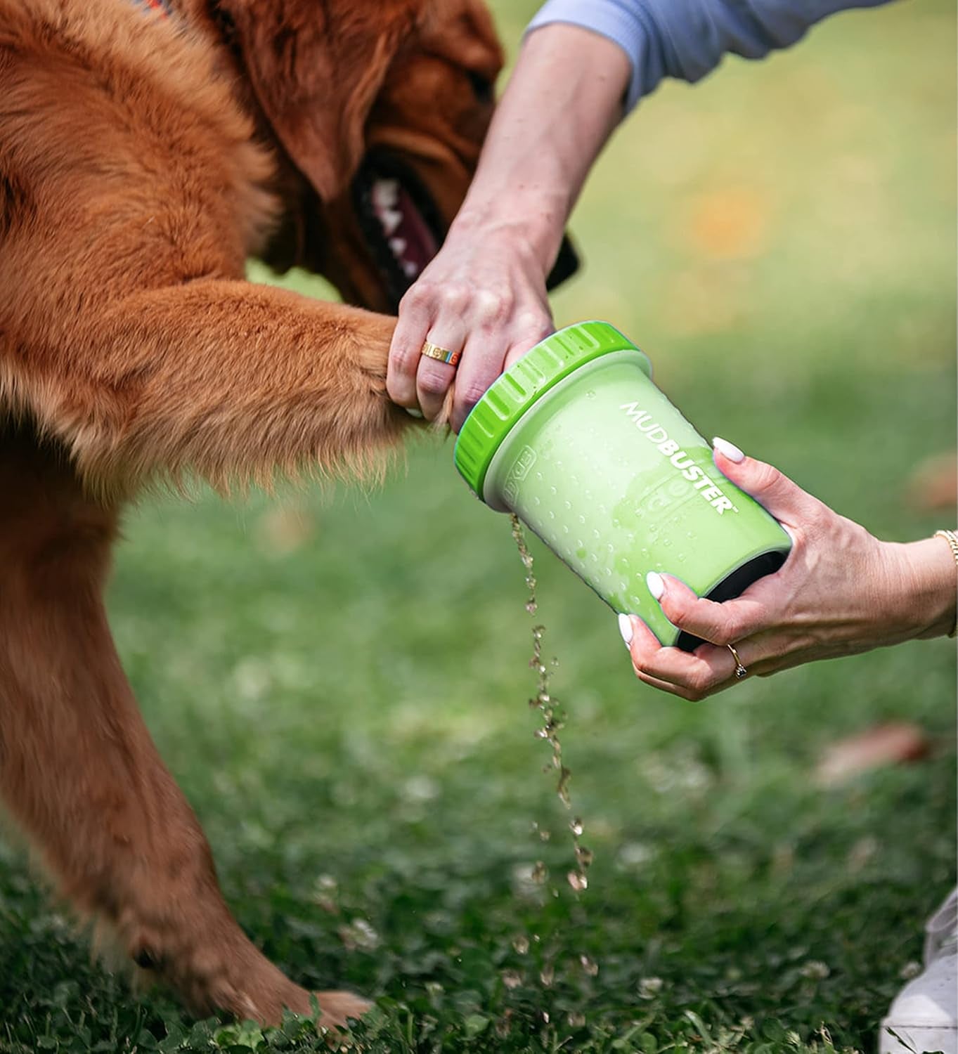 Mudbuster Medium Dog Paw Cleaner in Green - Fits 1.5"-2.5" Wide Paws, Portable Paw Washer for Muddy Paws, Dog Paw Cleaning Cup with Gentle Silicone Bristles, Quick Clean Pet Paw Washer