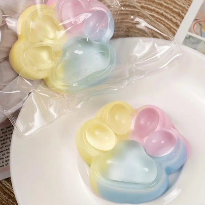 【2025 New】Mobeck Handmade Taba Squishy Big Cat Paw Silicone Squeeze Toys for Stress Relief 2.76 Inch Large Size Cat Paw Giant Paw Squishy Fidget Toys for Anxiety&Relaxation|Desk Accessory for Adults (Rainbow)