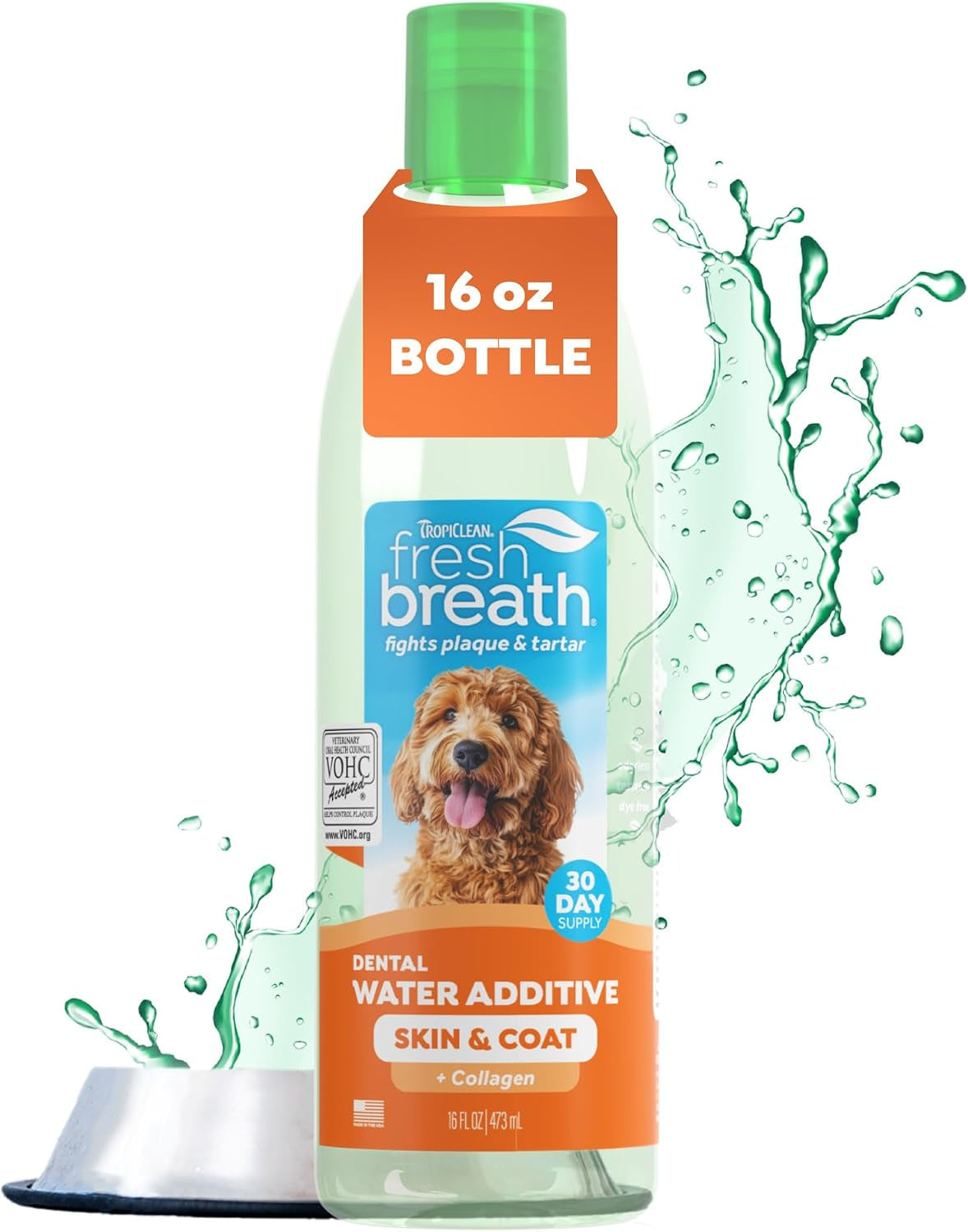 Tropiclean Fresh Breath Dental Water Additive, Dog Breath Freshener, 33.8Oz | Freshens Breath & Cleans Teeth | No Toothpaste or Toothbrush Required