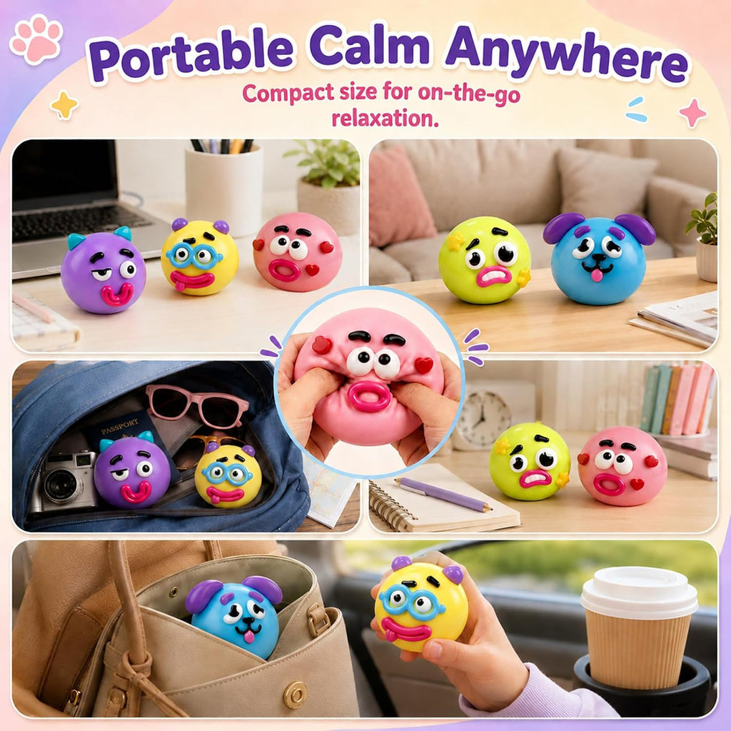 New Dog Face Swap Squishy Cute Slow Rise Relaxing Sensory Fidget Relief for Adults Anxiety Relief, Portable Desktop Decompression Stress Squeeze Ball (Yellow)