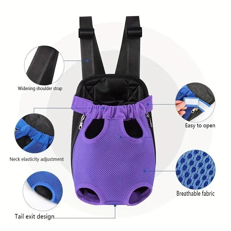 Portable Breathable Dog Cat Carrier Backpack, Double Shoulder Mesh Design, Ideal for Outdoor Activities, Durable Lightweight Construction
