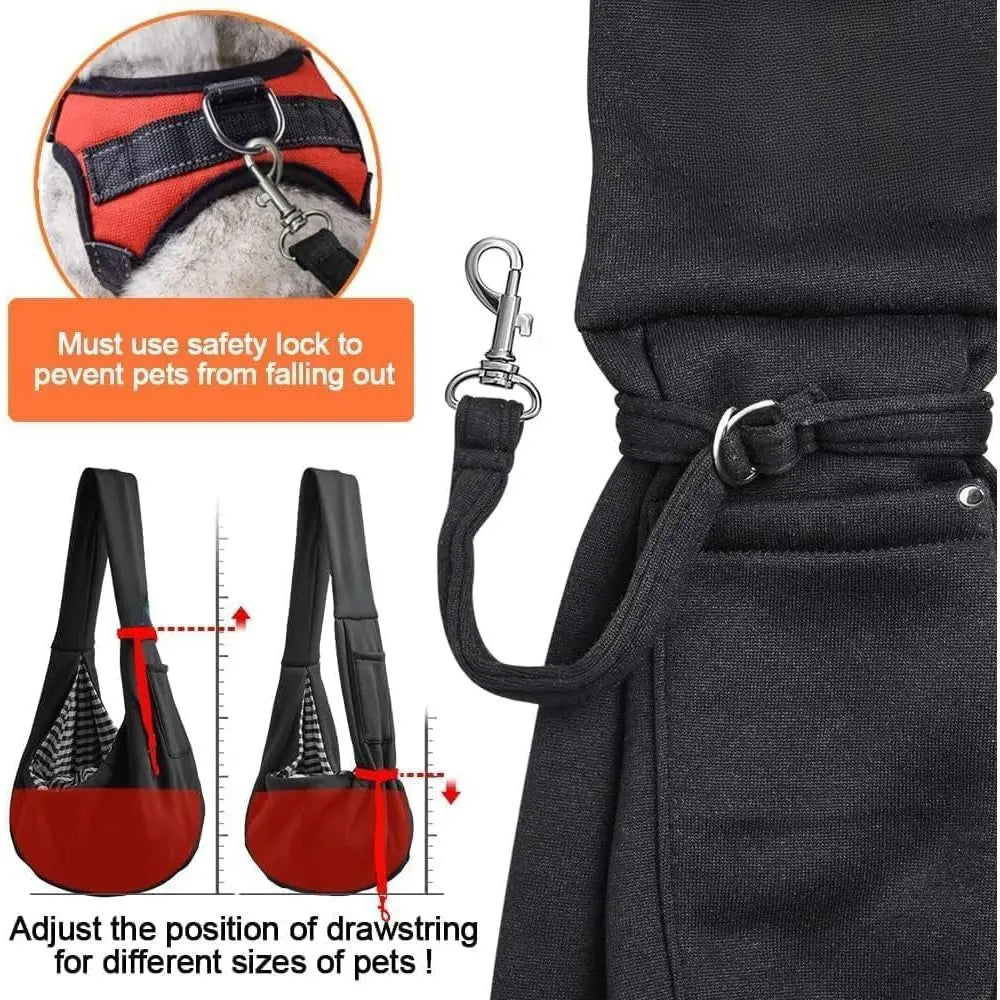Pet Dog Sling Carrier Animal Carrier for 3-10 Lbs Pets, Dog Purse Pouch & Satchel, Reversible Unadjustable Strap, Travel Hand-Free Safe Bag