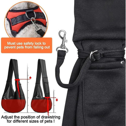 Pet Dog Sling Carrier Animal Carrier for 3-10 Lbs Pets, Dog Purse Pouch & Satchel, Reversible Unadjustable Strap, Travel Hand-Free Safe Bag