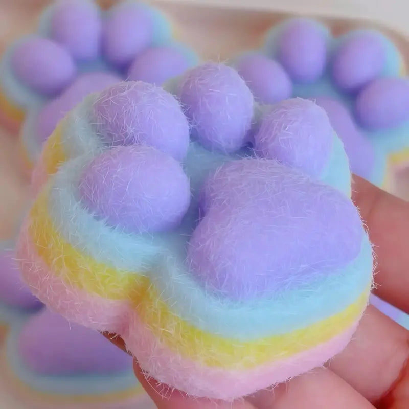 【2025 New】Mobeck Handmade Taba Squishy Big Cat Paw Silicone Squeeze Toys for Stress Relief 2.76 Inch Large Size Cat Paw Giant Paw Squishy Fidget Toys for Anxiety&Relaxation|Desk Accessory for Adults (Rainbow)