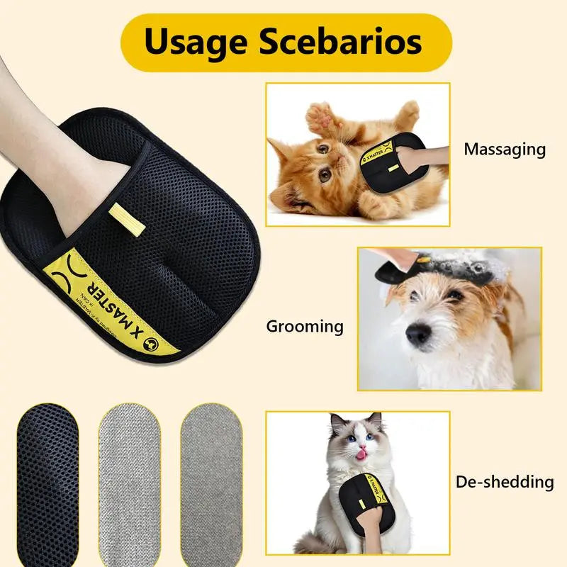 Pet Double Sided Grooming Gloves,Static Removal Gloves for Pet Hair,Multi-Function,For Washing,Hair Removal,Beauty,Sofa,Bed Sheets,Clothes,Suitable for Cats and Dogs