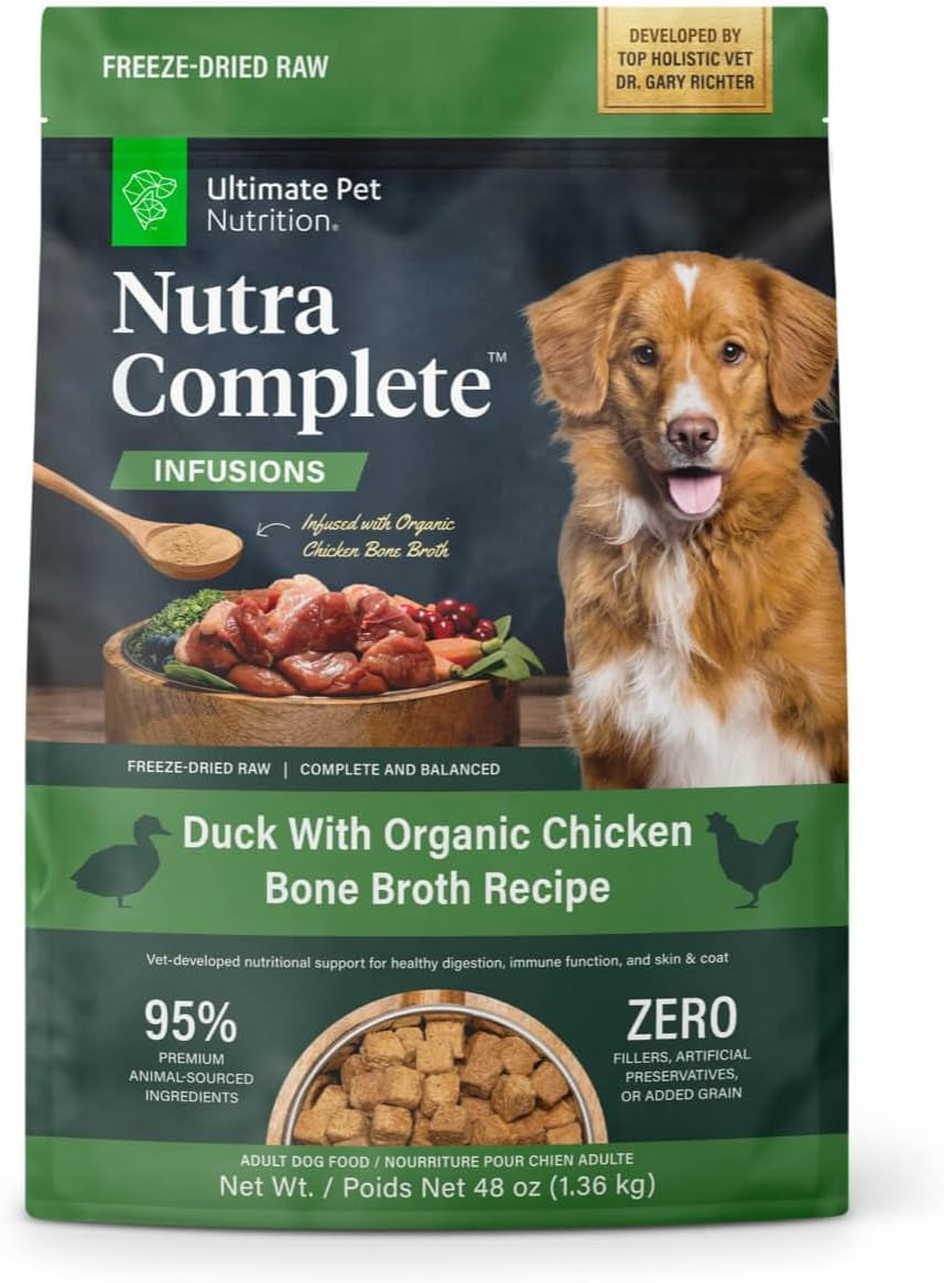 ULTIMATE PET NUTRITION Nutra Complete, 100% Freeze Dried Raw Veterinarian Formulated Dog Food with Antioxidants Prebiotics and Amino Acids (1 Pound, Beef)