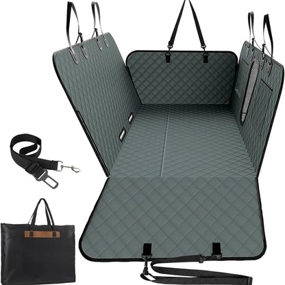 Benazcap 600D Heavy Duty Dog Car Seat Cover for Back Seat Hard Honeycomb Bottom Back Seat Extender Holds 600Lbs Waterproof Scratch Proof Nonslip Dog Hammock for Suv,Summervibes,Petlovers