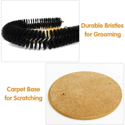 Cat Grooming Arch - 3-In-1 Scratching Board with Built-In Brushes, Deshedding Tool & Face Massager - Interactive Self-Cleaning Toy for Indoor Cats Natural Sisal Scratcher