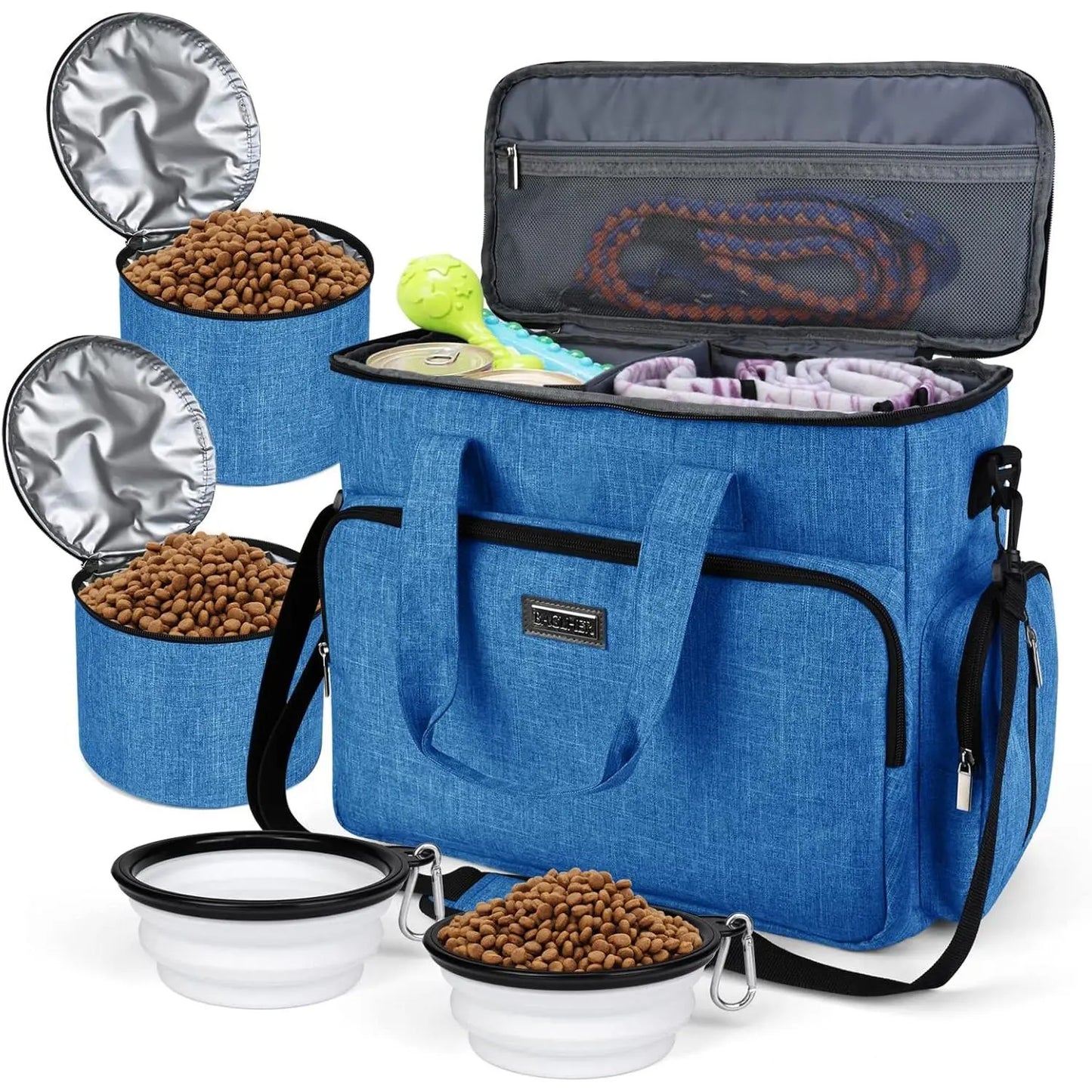 Weekend Pet Travel Handbag, Meeting Aviation Standards, Equipped with 2 Food Containers and 2 Foldable Silicone Bowls