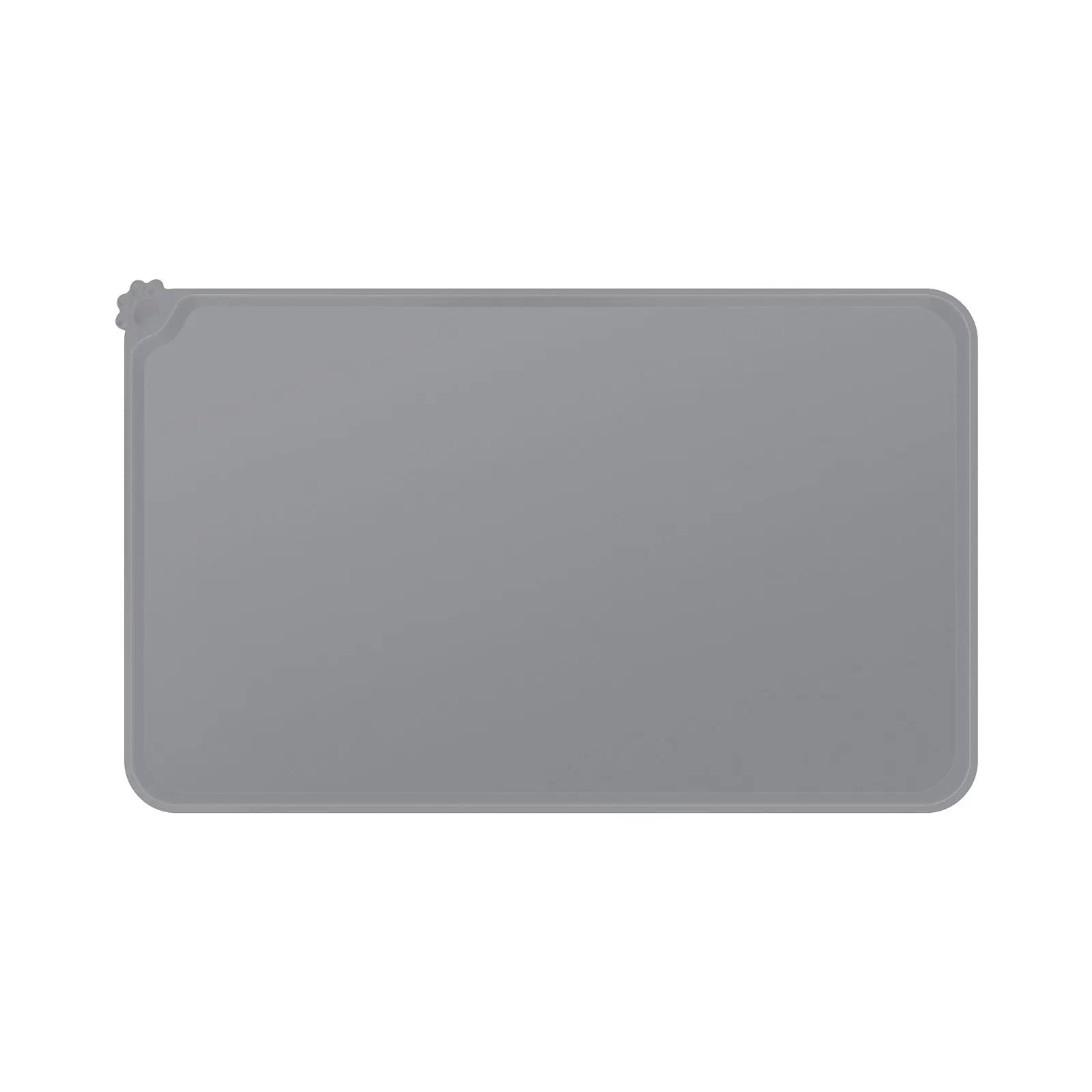 Premium Silicone Dog Food Mat,Dog Bowl Mat, Pet Food Pad- Anti-Slip Pet Food Mat for Dogs and Cats - Waterproof and Easy to Clean Gray-19 * 12IN
