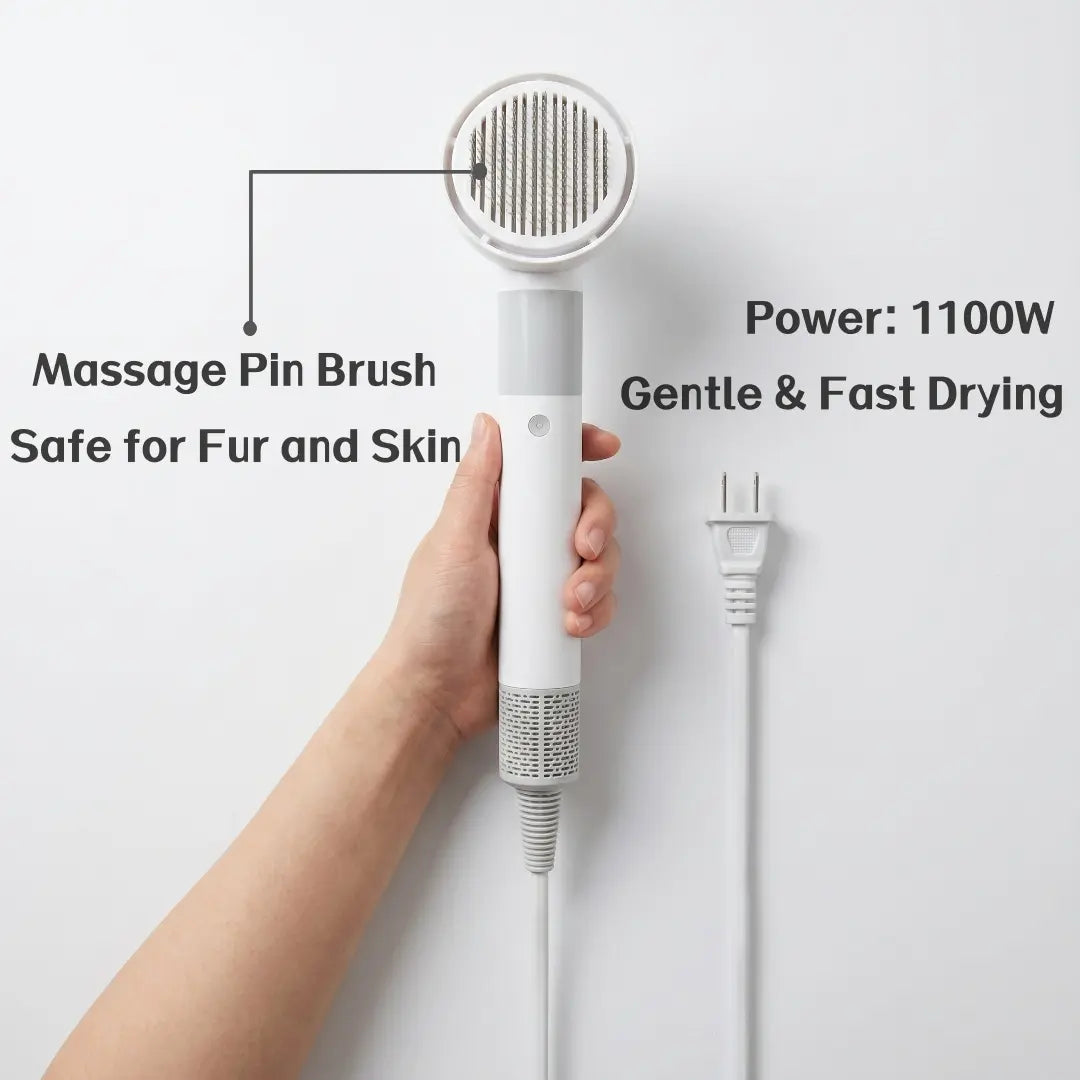 2-In-1 Dog Blow Dryer for Dogs & Cats 1100W Pet Hair Dryer with Adjustable Speed & Temp Gentle on Fur Dog Dryer for Pet Grooming