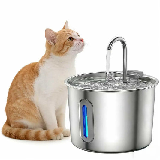 Cat Water Fountain Stainless Steel 4.0L Large Capacity Quiet Pet Water Bowl Dispenser for Cats inside Kitty Drinking Fountains for Pets & Animals with USB Connector Filter Cartridge and Cleaning Brush Set