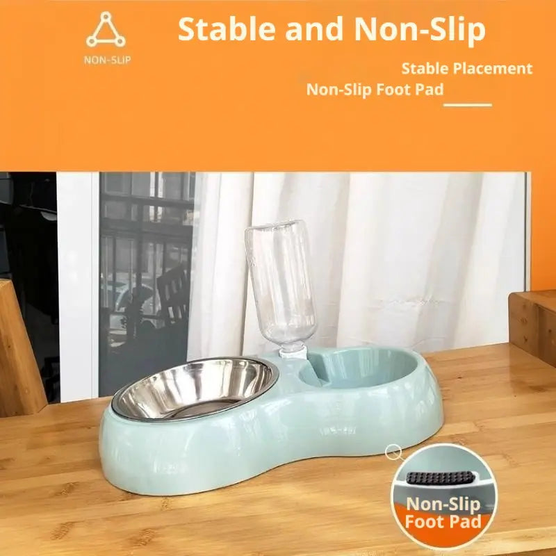 Large Dog Bowl Set, Cat Food and Water Feeding Bowls with Drink Dispenser, Stainless Steel, Suitable for Cats and Small Dogs, Multiple Colors Available