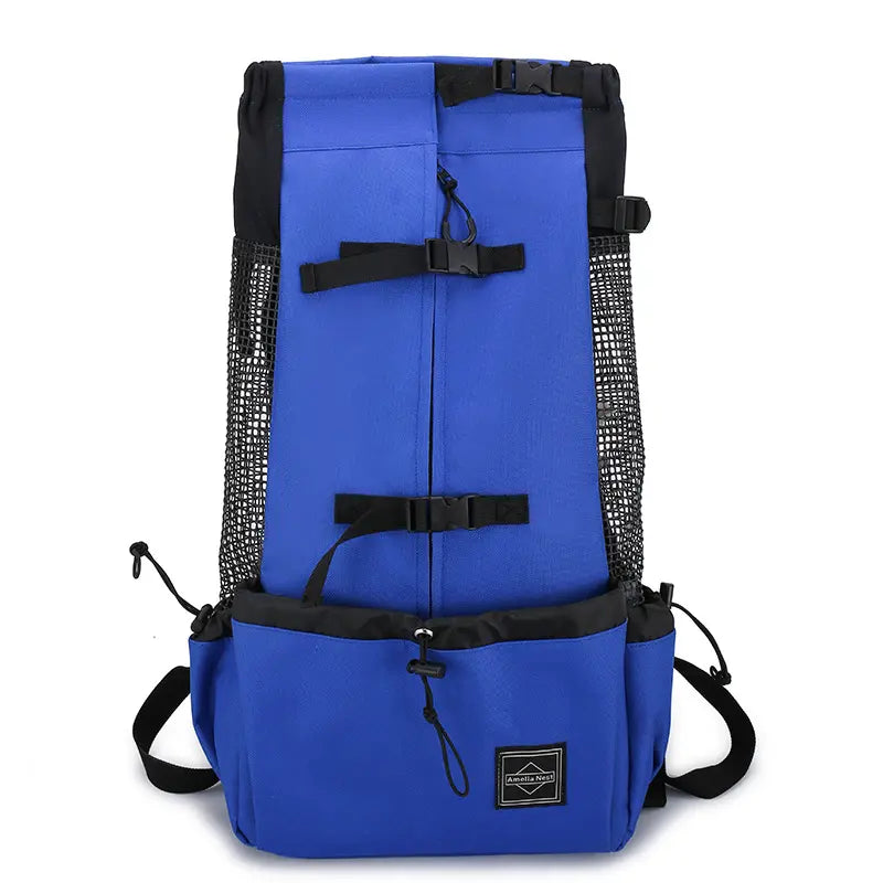 Pet Dog Double-Shoulder Carrier Backpack - Portable Polyester Animal Carrier for Travel