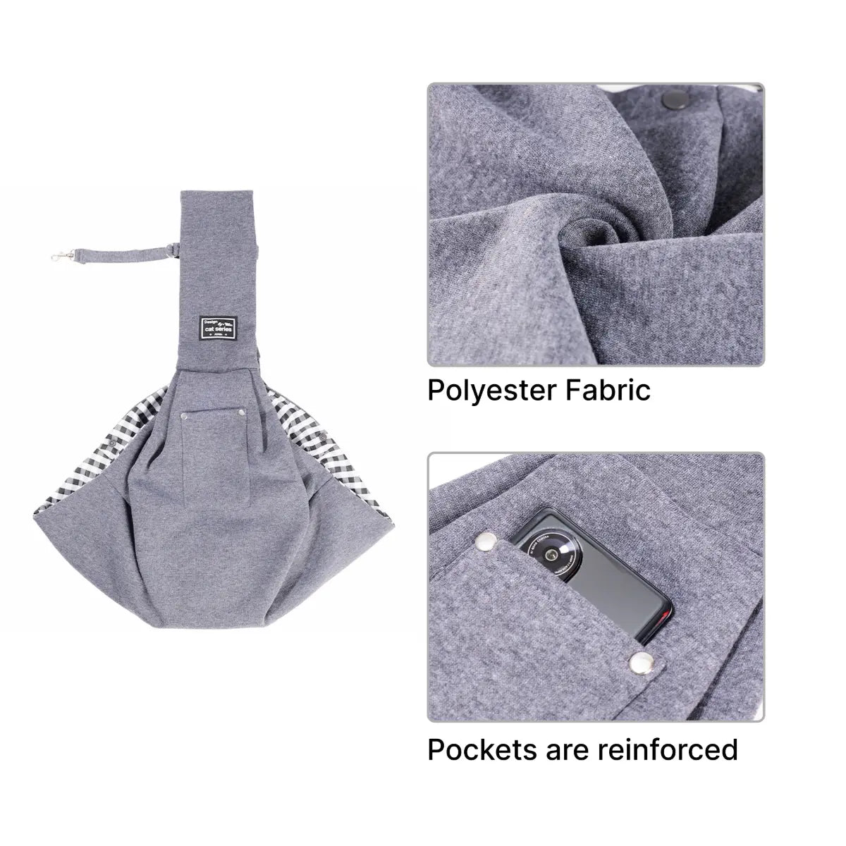 Dog & Cat Sling Carrier for Small and Medium Pets up to 16.5 Lbs with Snap Safety Hook for Pets for Travel, Shopping and Outdoor Activities
