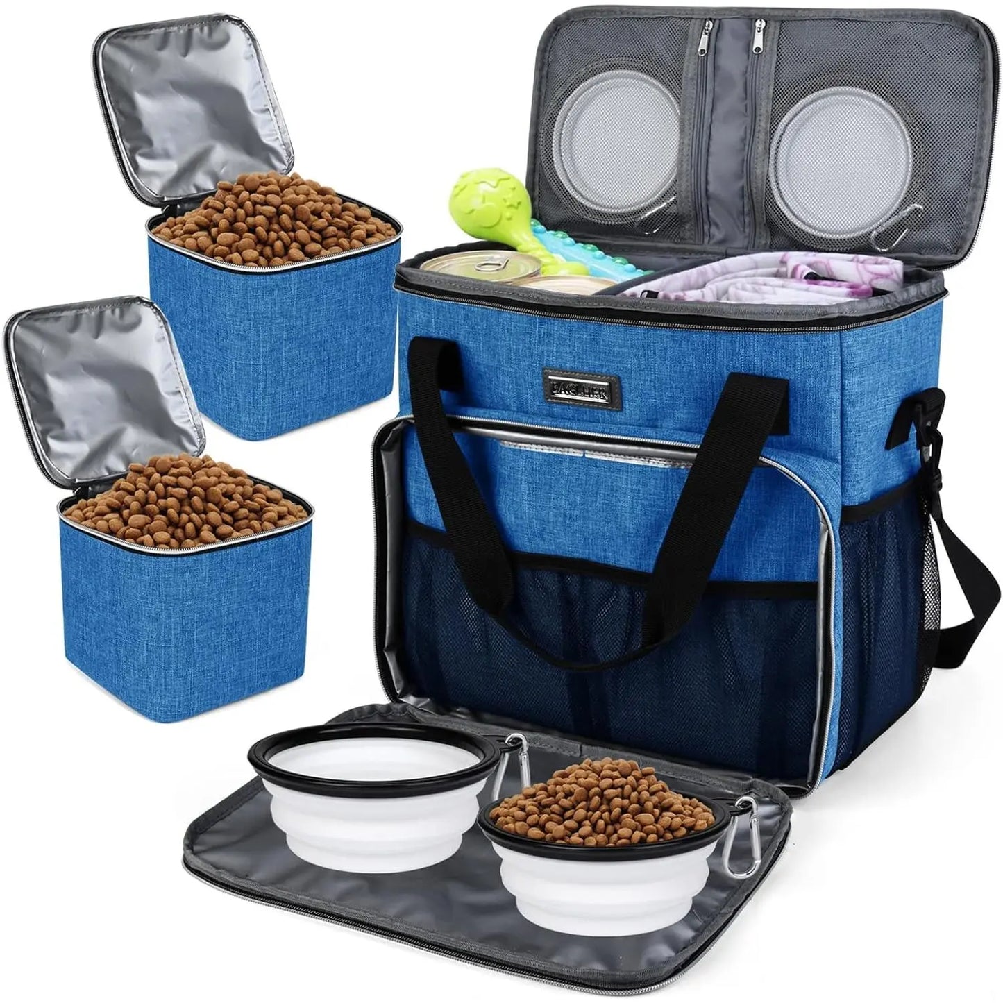 Weekend Pet Travel Handbag, Meeting Aviation Standards, Equipped with 2 Food Containers and 2 Foldable Silicone Bowls