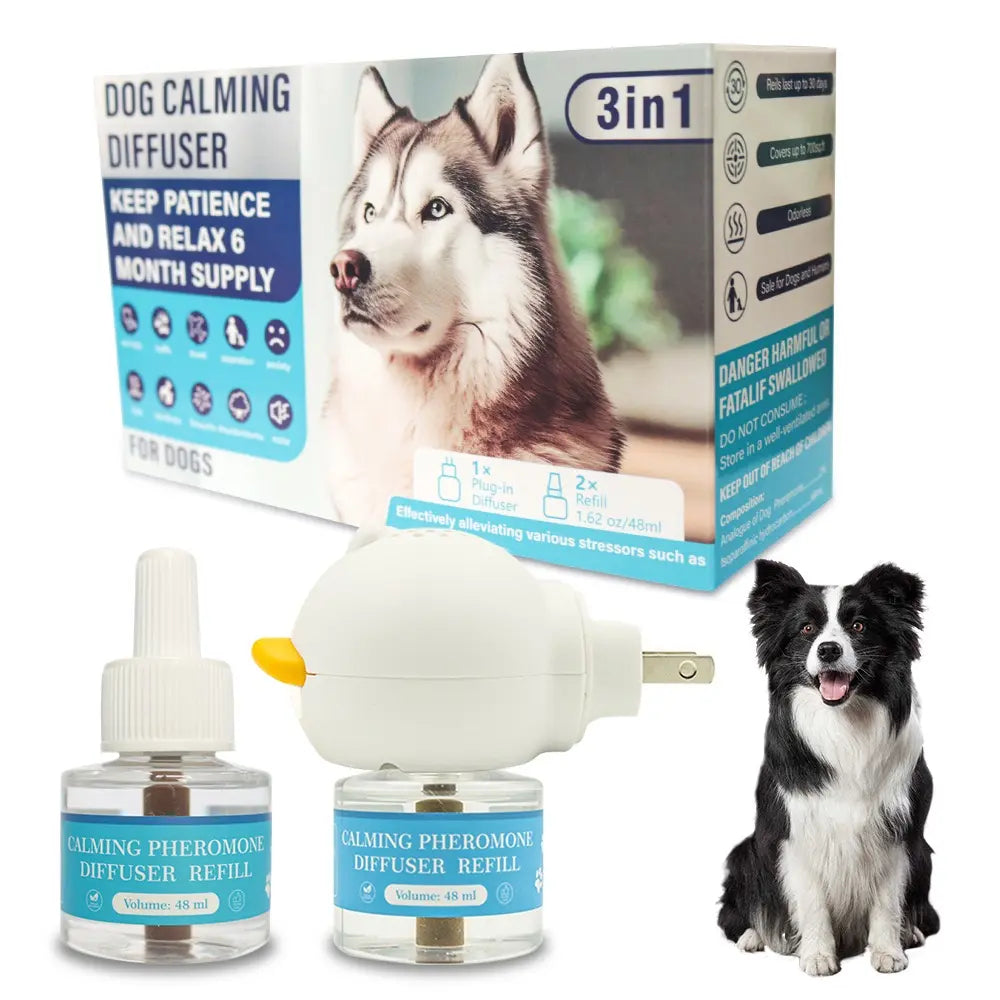 2-Pack, Dog Calming Diffuser Refill Kit (60-Day Supply) Combination Set 3In1 Dog Pheromone Refills - Helps with Stress, Separation, Pee Accidents, Barking, & Destructive Behaviors.