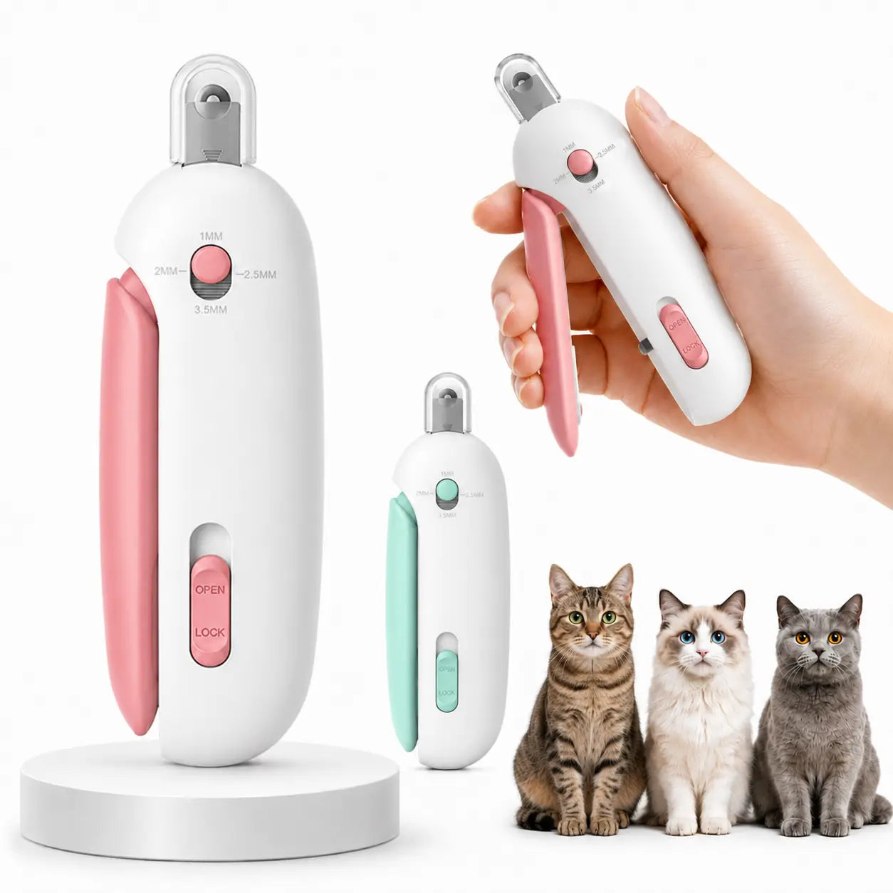 2-In-1 Cat Nail Clipper Trimmer Adjustable for All Sizes 1-3.5Mm Safe Grooming Tool with Safety Guard for Kittens & Indoor Cats Portable Pet Care