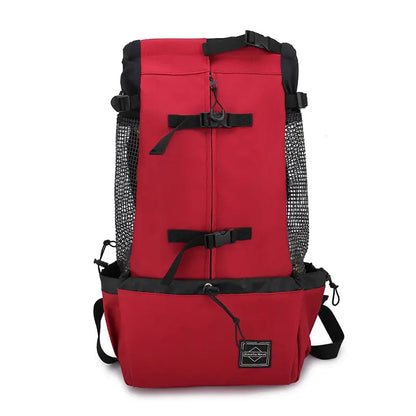 Pet Dog Double-Shoulder Carrier Backpack - Portable Polyester Animal Carrier for Travel