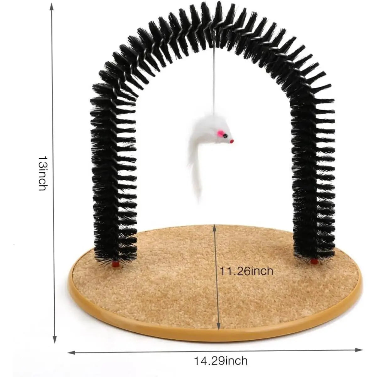 Cat Grooming Arch - 3-In-1 Scratching Board with Built-In Brushes, Deshedding Tool & Face Massager - Interactive Self-Cleaning Toy for Indoor Cats Natural Sisal Scratcher