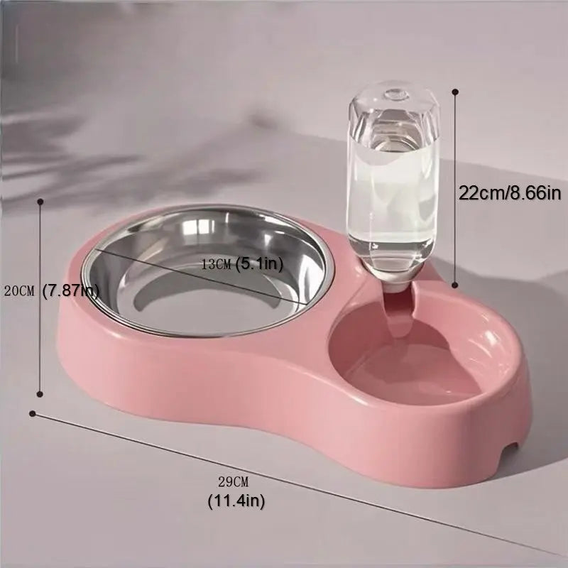 Large Dog Bowl Set, Cat Food and Water Feeding Bowls with Drink Dispenser, Stainless Steel, Suitable for Cats and Small Dogs, Multiple Colors Available