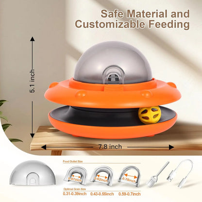 Fanosy Interactive Cat Feeder - Auto Treat Dispenser Toy with Bell Ball Track & Adjustable Portals | Slow Eating Electric Automatic Puzzle Toy for Indoor Cats | USB-C Rechargeable 1800Mah