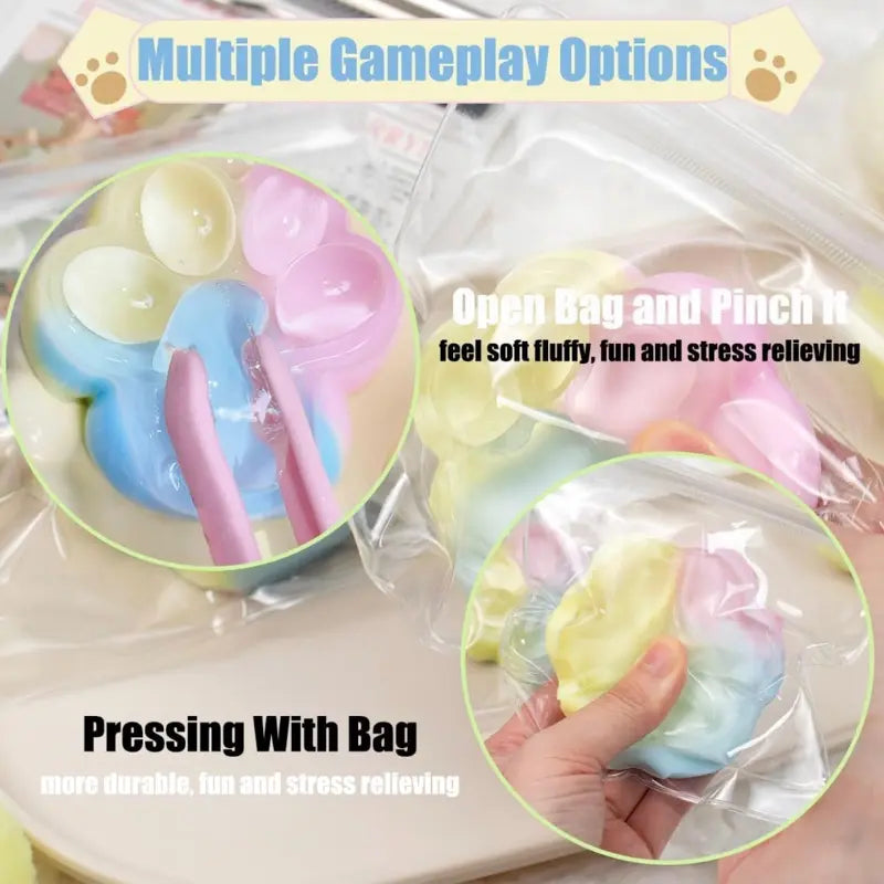 【2025 New】Mobeck Handmade Taba Squishy Big Cat Paw Silicone Squeeze Toys for Stress Relief 2.76 Inch Large Size Cat Paw Giant Paw Squishy Fidget Toys for Anxiety&Relaxation|Desk Accessory for Adults (Rainbow)