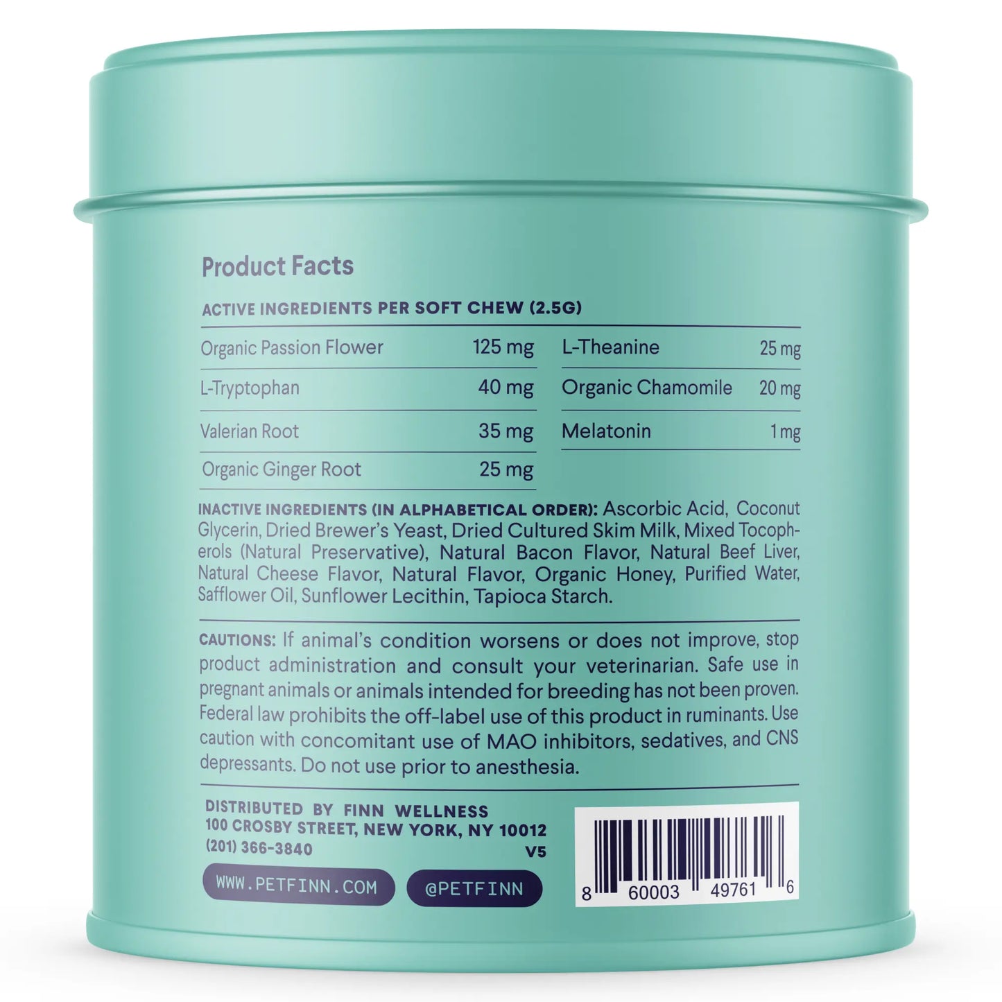 FINN Calming Aid for Dogs - Natural Calming Chews, Melatonin, Stress Support, Separation Support, Sleep Support - 90 Soft Chews Supplements