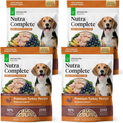ULTIMATE PET NUTRITION Nutra Complete, 100% Freeze Dried Raw Veterinarian Formulated Dog Food with Antioxidants Prebiotics and Amino Acids (1 Pound, Beef)