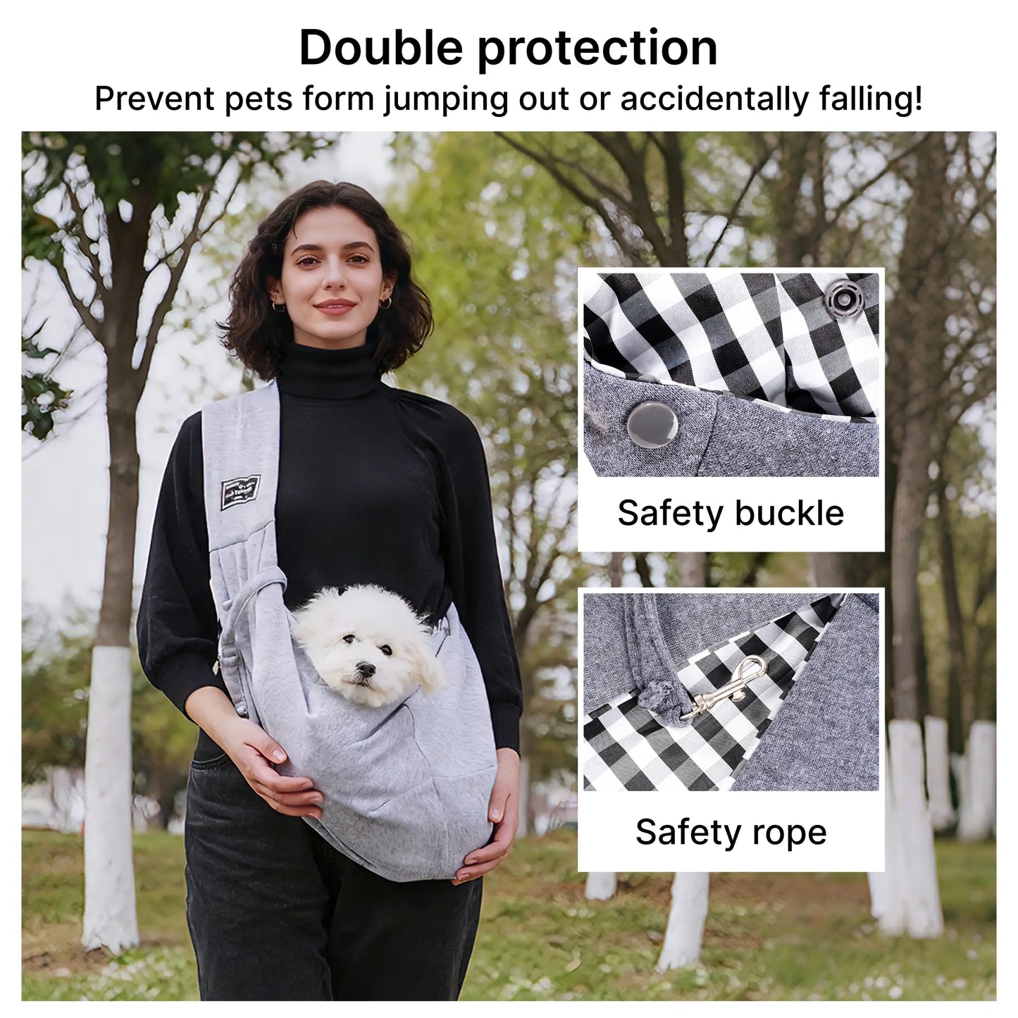 Dog & Cat Sling Carrier for Small and Medium Pets up to 16.5 Lbs with Snap Safety Hook for Pets for Travel, Shopping and Outdoor Activities