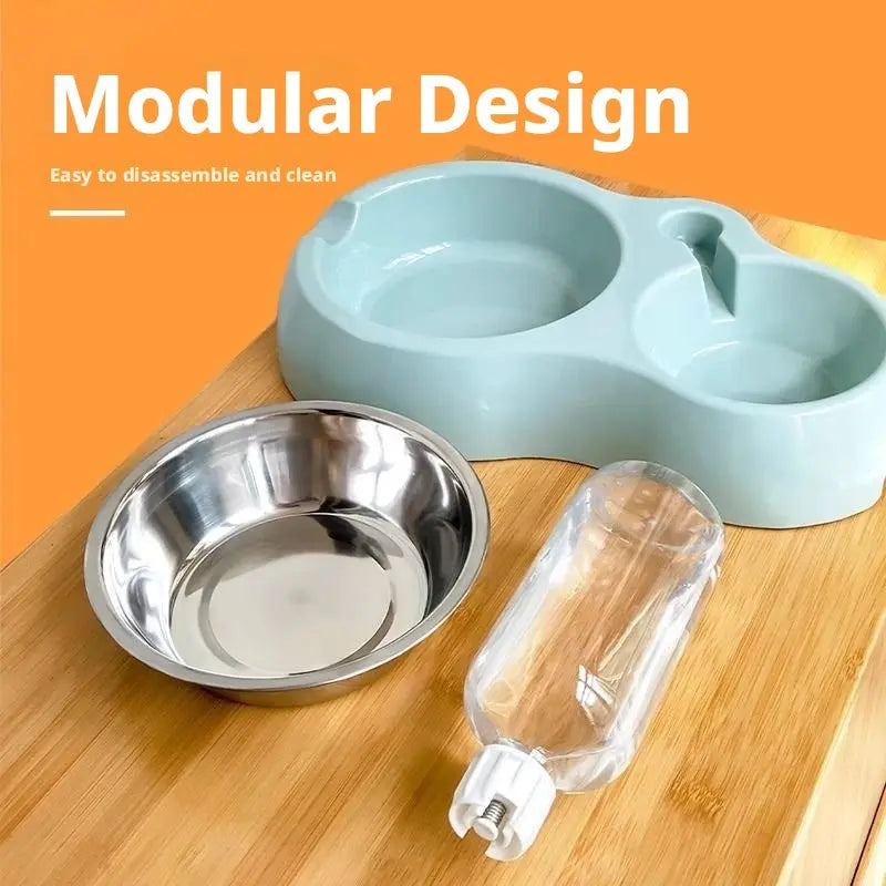 Large Dog Bowl Set, Cat Food and Water Feeding Bowls with Drink Dispenser, Stainless Steel, Suitable for Cats and Small Dogs, Multiple Colors Available