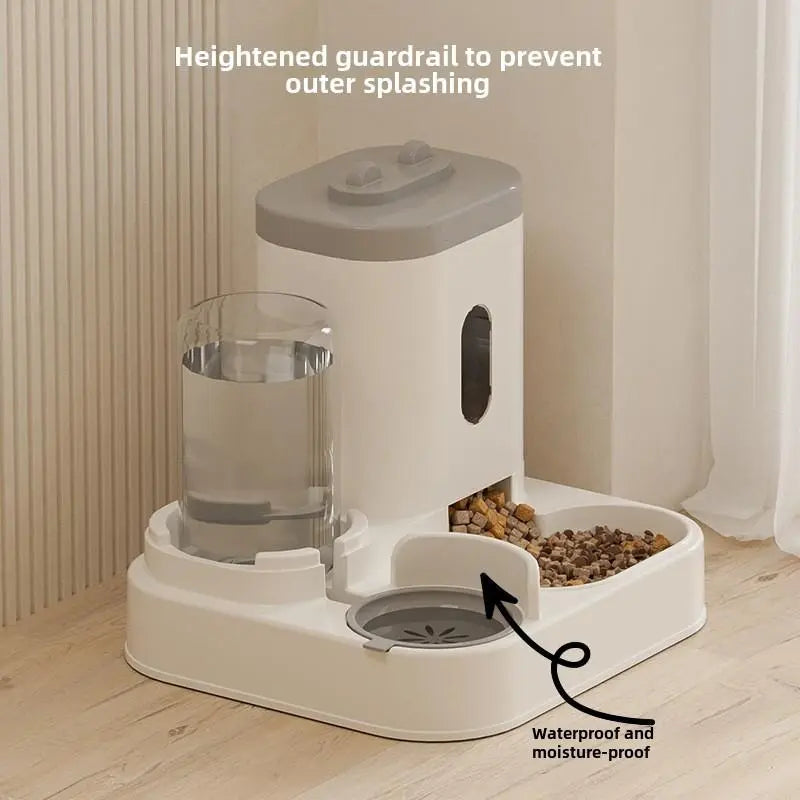 New Automatic Pet Feeder & Waterer Combo – 2-In-1 Food and Water Station for Cats and Dogs（Gray）