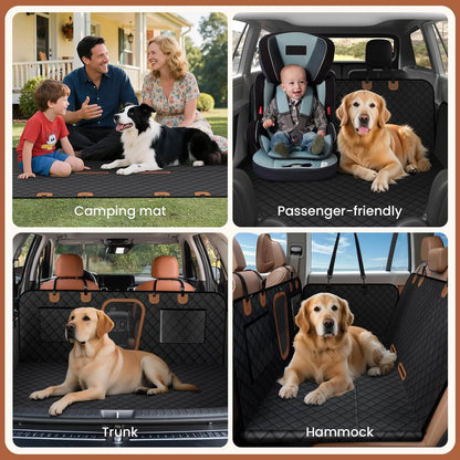 Benazcap 600D Heavy Duty Dog Car Seat Cover for Back Seat Hard Honeycomb Bottom Back Seat Extender Holds 600Lbs Waterproof Scratch Proof Nonslip Dog Hammock for Suv,Summervibes,Petlovers